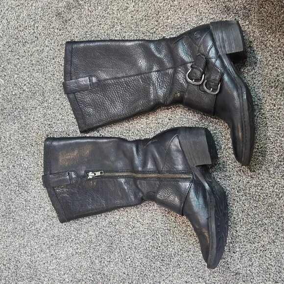 Born Women Magda Moto Tall Leather Biker  Heels Shoes sz 6