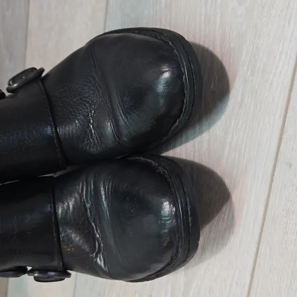 Born Women Magda Moto Tall Leather Biker  Heels Shoes sz 6