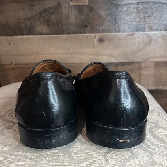 Bostonian Black Leather Tassel Loafers Shoes Size 10M