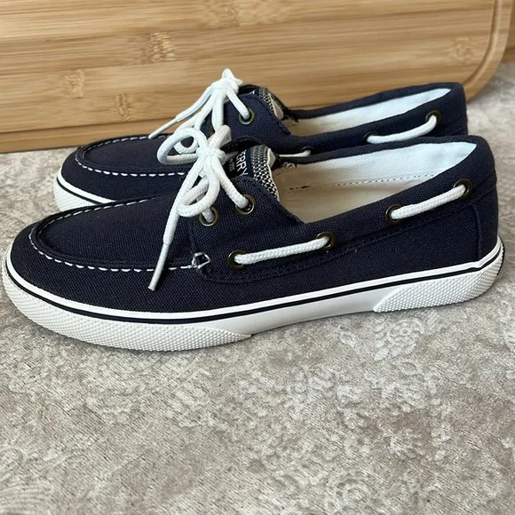 Brand New Sperry Top-Sider Hook &amp; Loop Navy Nautical Boat Shoes Lace Up Loafers