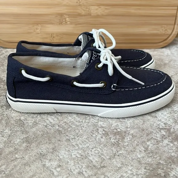 Brand New Sperry Top-Sider Hook &amp; Loop Navy Nautical Boat Shoes Lace Up Loafers