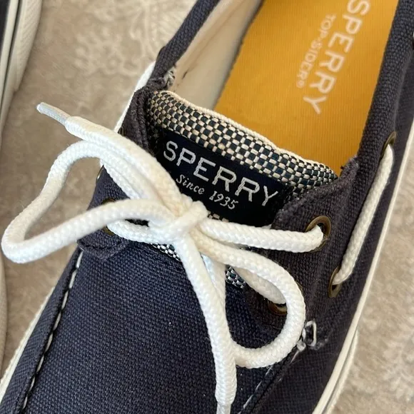 Brand New Sperry Top-Sider Hook &amp; Loop Navy Nautical Boat Shoes Lace Up Loafers