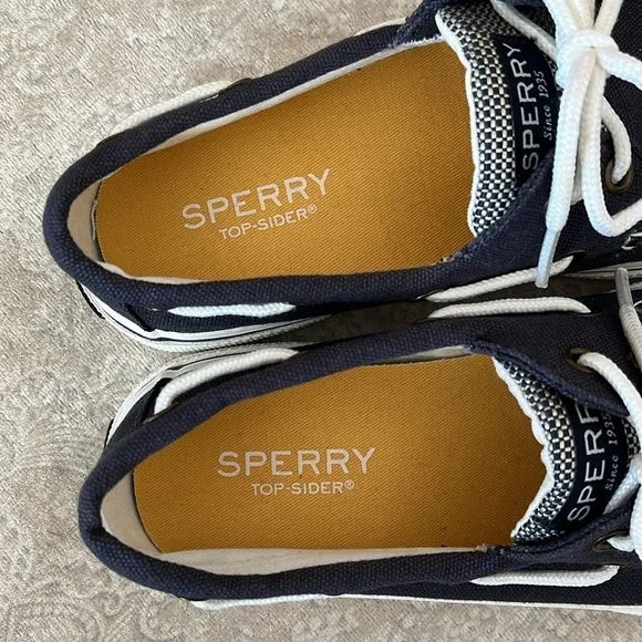 Brand New Sperry Top-Sider Hook &amp; Loop Navy Nautical Boat Shoes Lace Up Loafers
