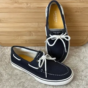 Brand New Sperry Top-Sider Hook &amp; Loop Navy Nautical Boat Shoes Lace Up Loafers
