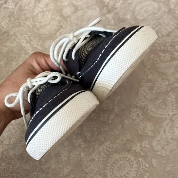 Brand New Sperry Top-Sider Hook &amp; Loop Navy Nautical Boat Shoes Lace Up Loafers