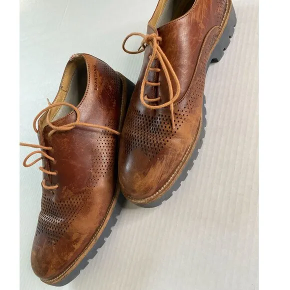 Brantano Men's Brown Manufactured Burnish Leather Casual Lace Up Shoe US Size 10