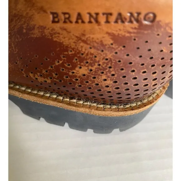 Brantano Men's Brown Manufactured Burnish Leather Casual Lace Up Shoe US Size 10