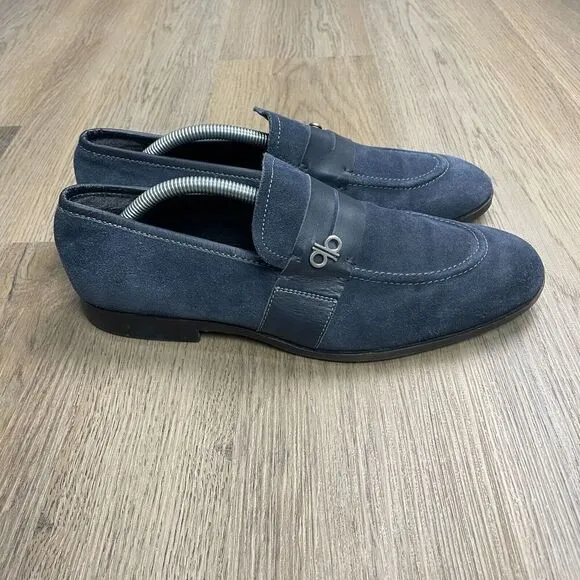 Brioni Mens 9.5 Blue Penny Loafers Rino Lux Designer Leather Low Top