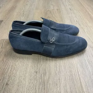 Brioni Mens 9.5 Blue Penny Loafers Rino Lux Designer Leather Low Top