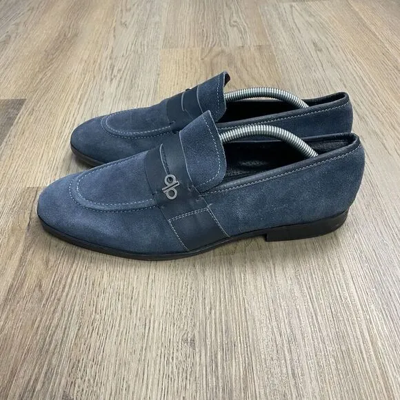 Brioni Mens 9.5 Blue Penny Loafers Rino Lux Designer Leather Low Top