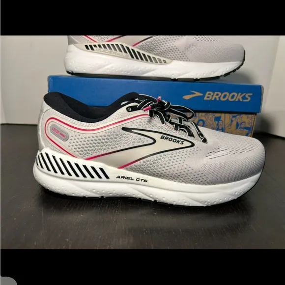 Brooks Ariel GTS 23 Running Shoes Gray/Black/Pink Womans Size 8.5 2E Extra Wide
