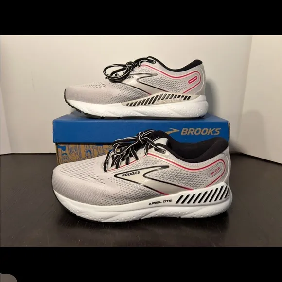 Brooks Ariel GTS 23 Running Shoes Gray/Black/Pink Womans Size 8.5 2E Extra Wide