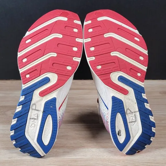 Brooks Launch 10 Shoes Men Size 8 D White Blue Red USA Athletic Running Sneakers