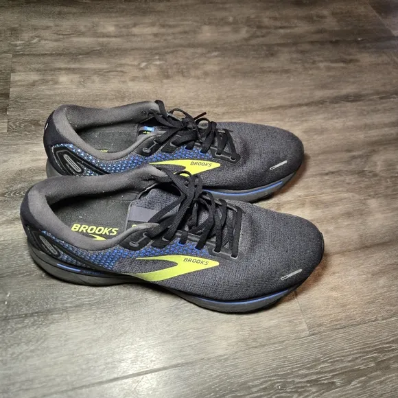 Brooks‎ Running Shoes Black Blue Yellow Ghost 14  Mens size 14 guc