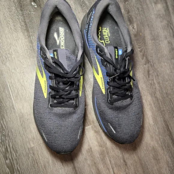 Brooks‎ Running Shoes Black Blue Yellow Ghost 14  Mens size 14 guc