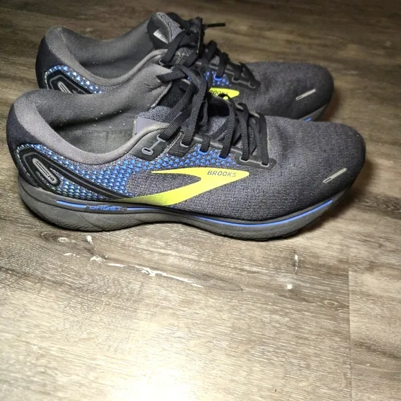 Brooks‎ Running Shoes Black Blue Yellow Ghost 14  Mens size 14 guc