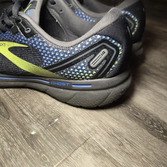 Brooks‎ Running Shoes Black Blue Yellow Ghost 14  Mens size 14 guc