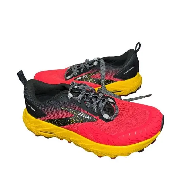 Brooks Cascadia 17 Diva Pink Black Lemon Chrome Women Running Shoes size 8.5