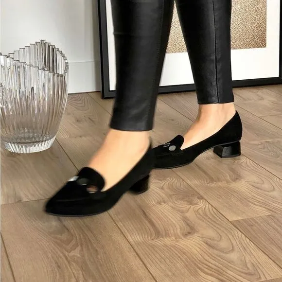 BRUNATE loafer 31891 neroWomen loafers in black nubuck leather w/ a small heel