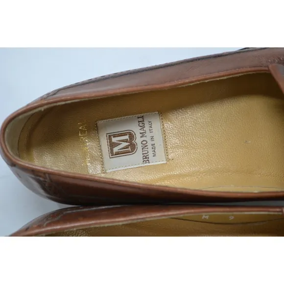 Bruno Magli Italy Brandy Montreal Tassel Loafers Shoes Mens Brown Size 9M 13826