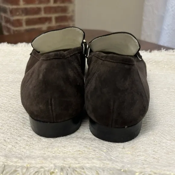 Bruno Magli Marco Suede Loafers Size US 6.5 EU 36.5 Brown Horsebit Preppy Italy
