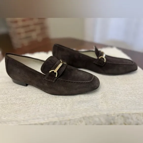 Bruno Magli Marco Suede Loafers Size US 6.5 EU 36.5 Brown Horsebit Preppy Italy