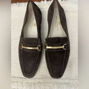 Bruno Magli Marco Suede Loafers Size US 6.5 EU 36.5 Brown Horsebit Preppy Italy