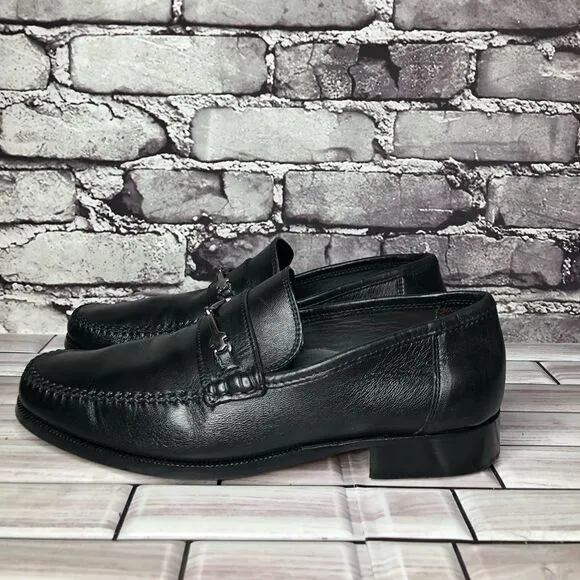 Bruno Magli Pittore Nappa Black Leather Horsebit Loafers Shoes Men Sz 8M US/41EU