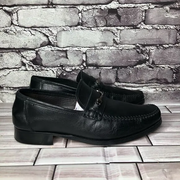 Bruno Magli Pittore Nappa Black Leather Horsebit Loafers Shoes Men Sz 8M US/41EU