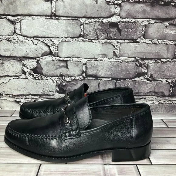 Bruno Magli Pittore Nappa Black Leather Horsebit Loafers Shoes Men Sz 8M US/41EU