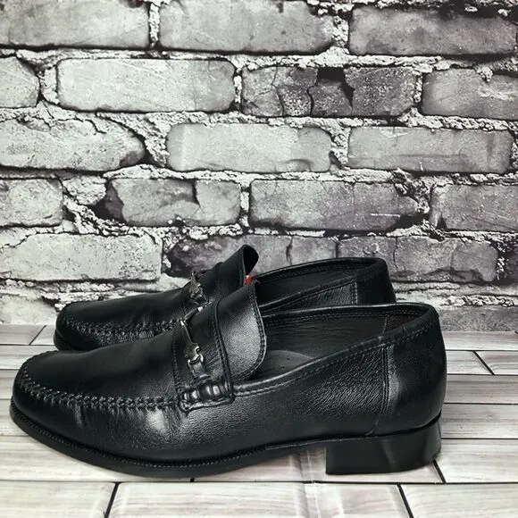 Bruno Magli Pittore Nappa Black Leather Horsebit Loafers Shoes Men Sz 8M US/41EU