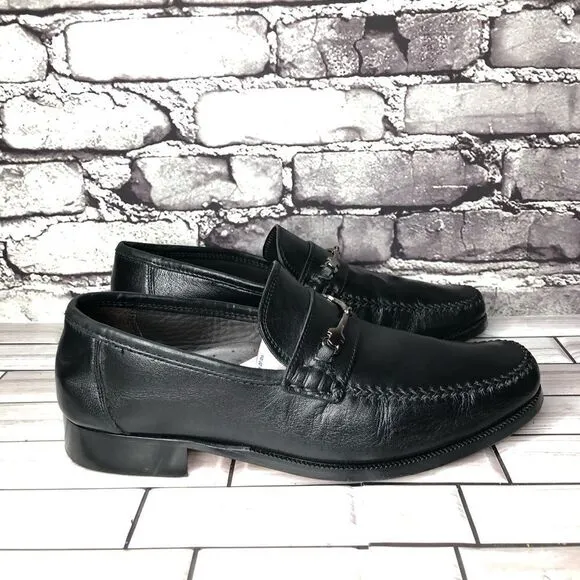 Bruno Magli Pittore Nappa Black Leather Horsebit Loafers Shoes Men Sz 8M US/41EU