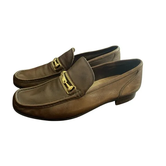 Bruno Magli  Slip On Loafer Shoes Mens Sz 7 Loafers Leather Brown