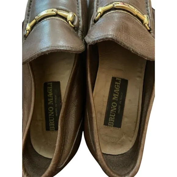 Bruno Magli  Slip On Loafer Shoes Mens Sz 7 Loafers Leather Brown