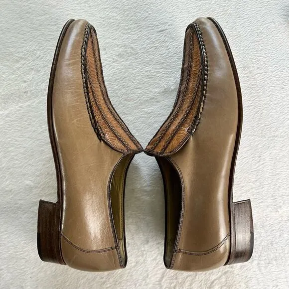 Bruno Magli vintage men’s madras Chester Taupe size 8M leather Loafers Shoes