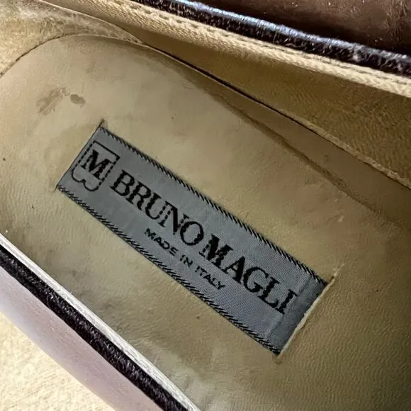Bruno Magli vintage men’s madras Chester Taupe size 8M leather Loafers Shoes