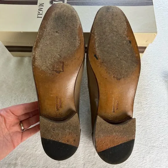 Bruno Magli vintage men’s madras Chester Taupe size 8M leather Loafers Shoes