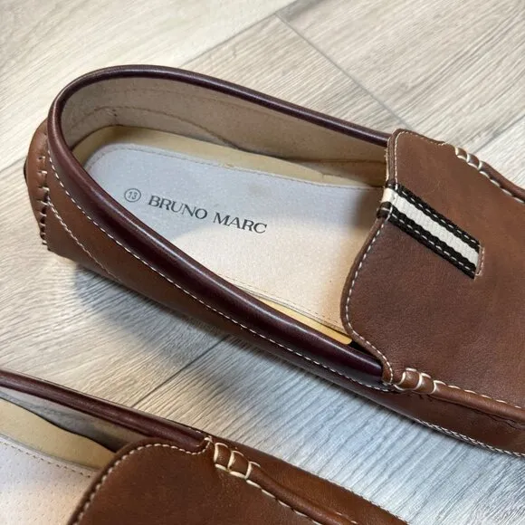 Bruno Marc Driving Moccasins Loafers Mens 13 Brown Slip On Shoes Italian Style