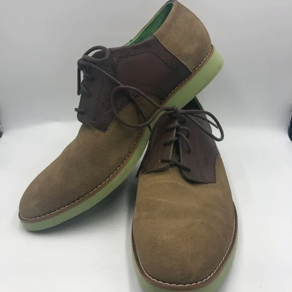 Buks by Walk Over Men's Tan Brown Suede Leather Saddle Derby Size 11.5 Lace Up