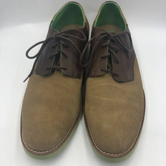 Buks by Walk Over Men's Tan Brown Suede Leather Saddle Derby Size 11.5 Lace Up