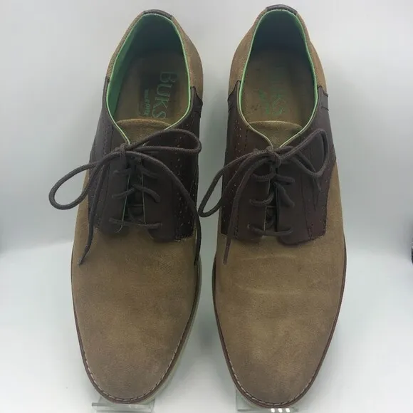 Buks by Walk Over Men's Tan Brown Suede Leather Saddle Derby Size 11.5 Lace Up