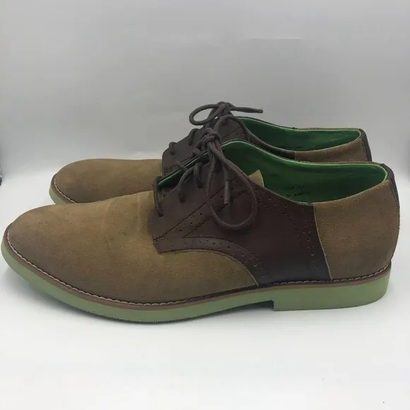 Buks by Walk Over Men's Tan Brown Suede Leather Saddle Derby Size 11.5 Lace Up