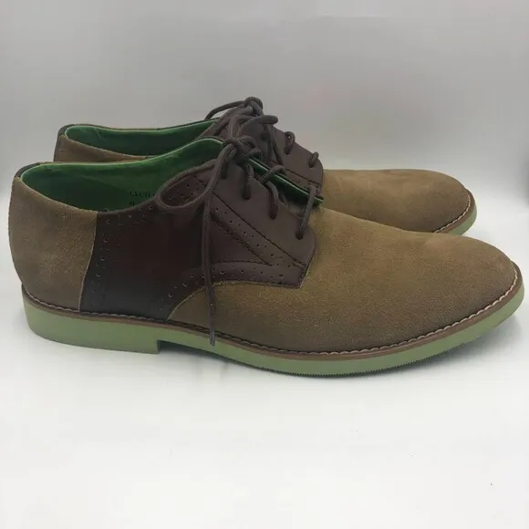 Buks by Walk Over Men's Tan Brown Suede Leather Saddle Derby Size 11.5 Lace Up