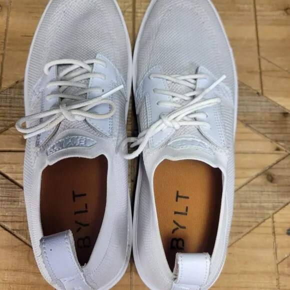 BYLT Mens Lido Knit Sneakers Shoes White Synthetic Lace Up Size 12 Comfort