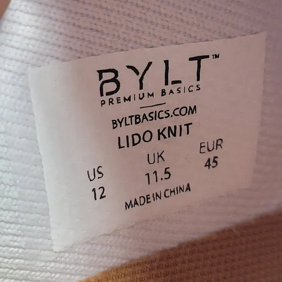 BYLT Mens Lido Knit Sneakers Shoes White Synthetic Lace Up Size 12 Comfort
