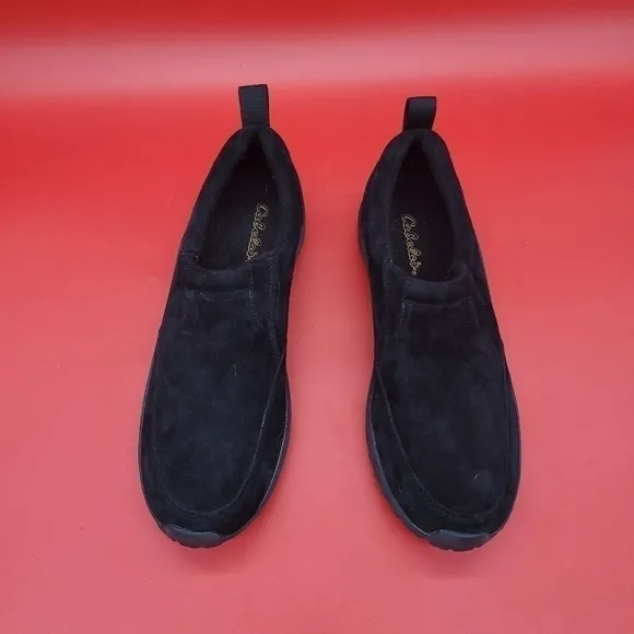 Cabela's Shoes Mens 10.5 M Suede Leather Slip On Moccasins Black