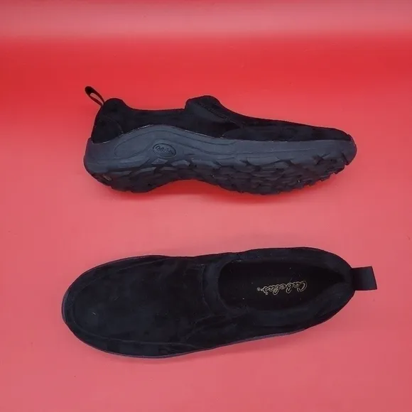 Cabela's Shoes Mens 10.5 M Suede Leather Slip On Moccasins Black