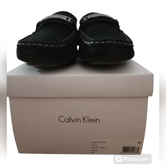 Calvin Klein Mario Suede Black Loafers Size 9M