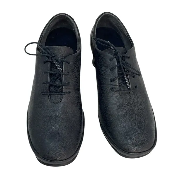 CAMPER Heels Shoes Soft Black Leather Loafer Lace Up Size 39