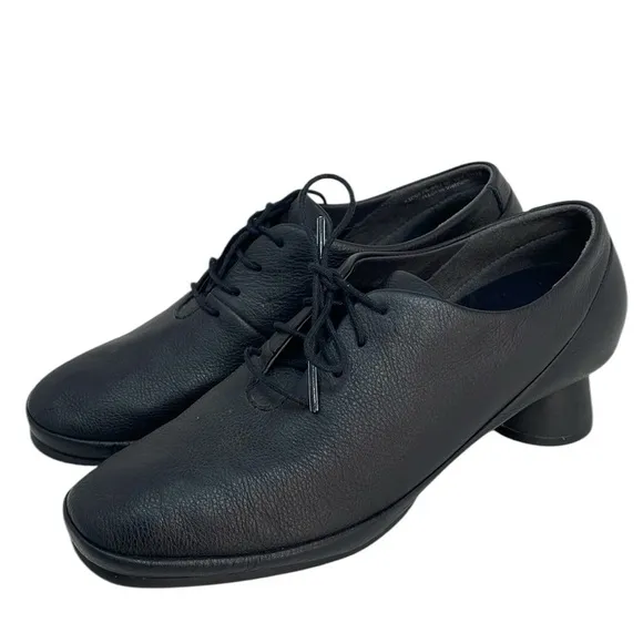 CAMPER Heels Shoes Soft Black Leather Loafer Lace Up Size 39